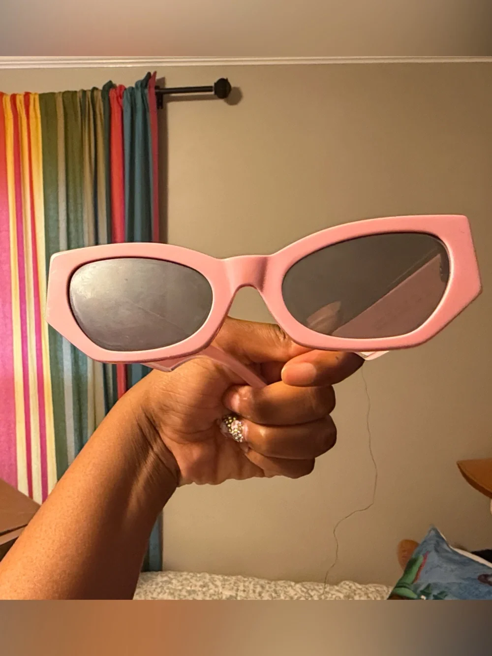 Dolce & Gabbana Pink Clear-Trim Logo Sunglass Temple